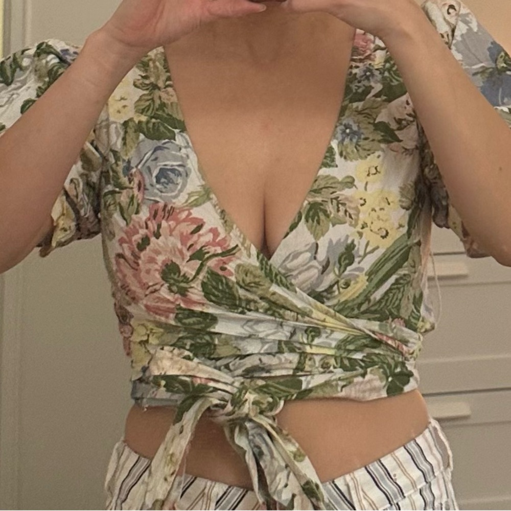 Urban Outfitters Multicolor Floral Wrap Blouse